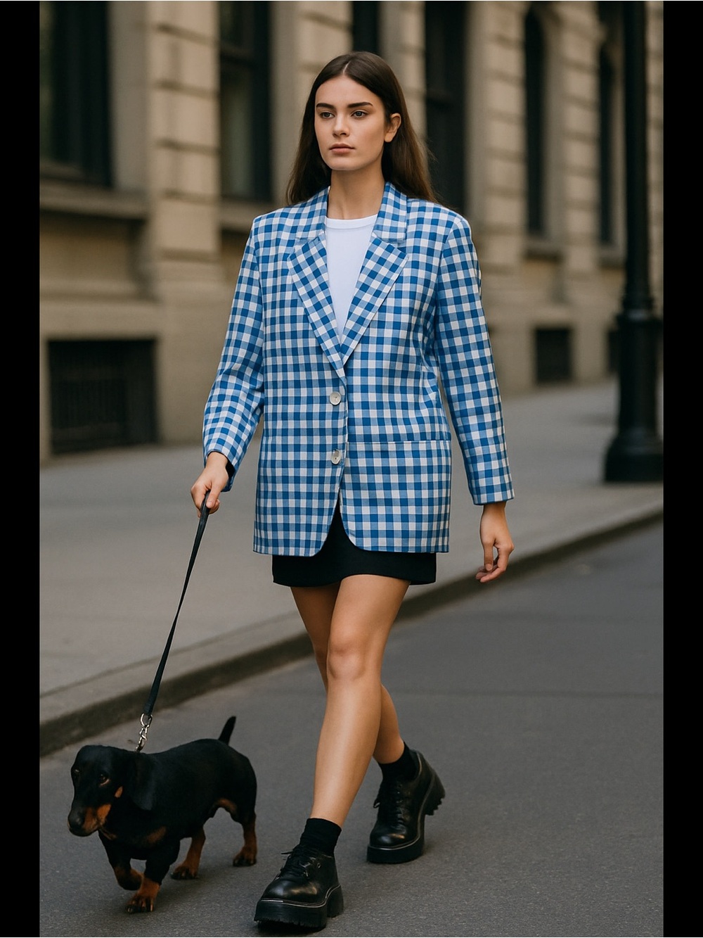 VTG Hunt Club Blue Gingham Blazer Jacket L Preppy Y2K Staple Whimsy Retro Boho
